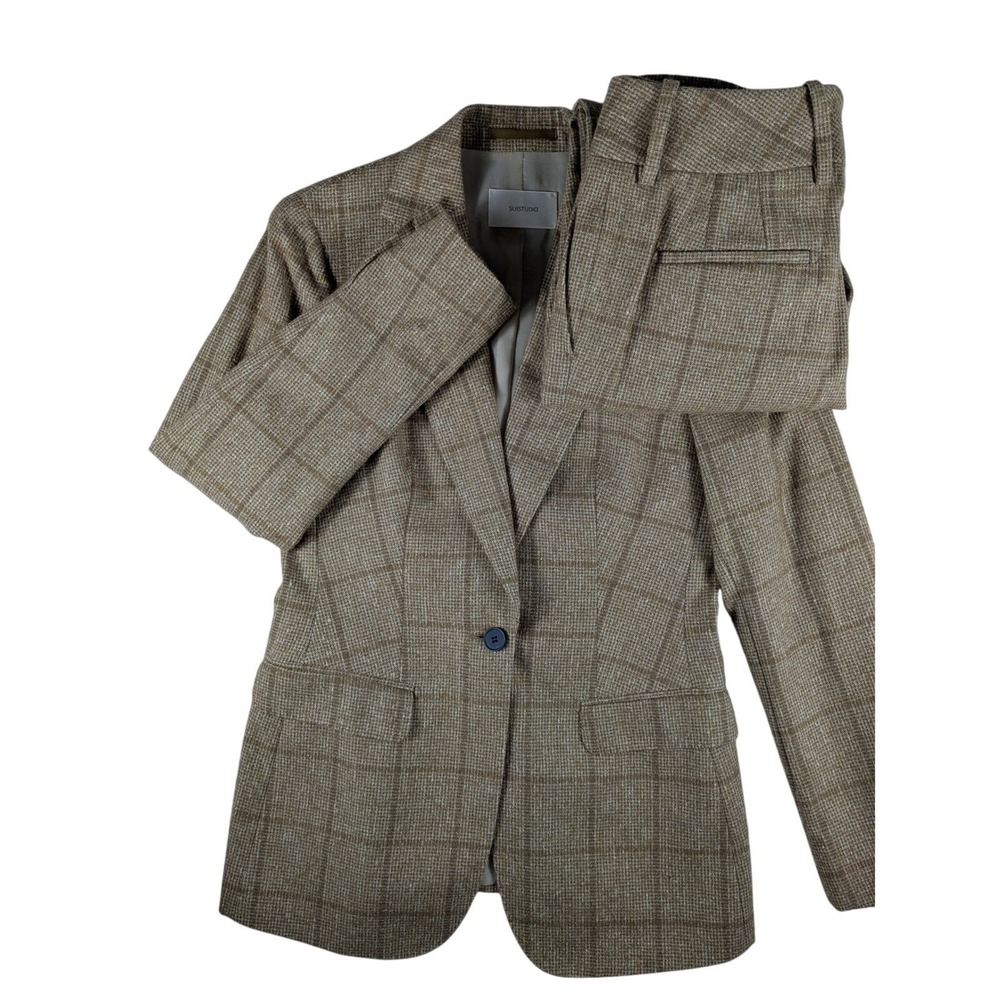 Suistudio SuitSupply Cameron Camel Check Wool Blend Blazer‎ US 4 Pants 29x29.5